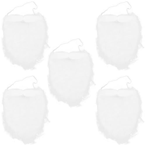 iplusmile Barba Postiza de Papá Noel Blanca 10 Piezas para Cosplay y Actuaciones Banda Elástica Ajustable Accesorio Ligero y Reutilizable para Fiestas Navideñas y Carnaval
