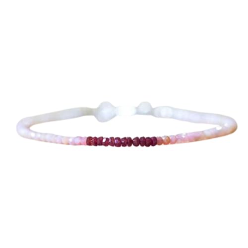 Bracelet en opale rose et rubis LKBEADS | Perles facettées de prestige