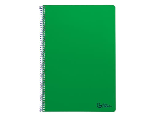 Cuaderno espiral liderpapel a4 smart tapa blanda 80h 75gr rayado horizontal con margen color verde
