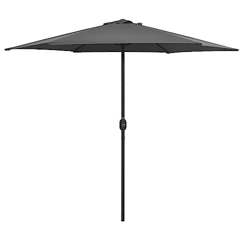 Parasol de marché avec ouverture d'aération et manivelle, mât alu résistant 270 cm vert