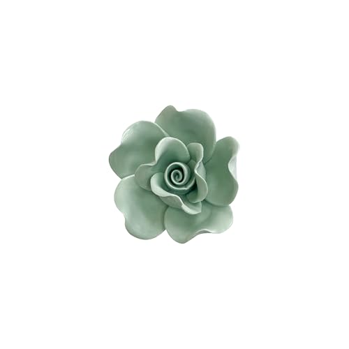 Image of Ceramic Flower Wall Art Decor, Artificial Flower Wall Sculpture,Handmade Ceramic Flowers for Home,Hallway,Living Room, Kitchen,Bathroom (Light Green,Peony, 2.76 inch)