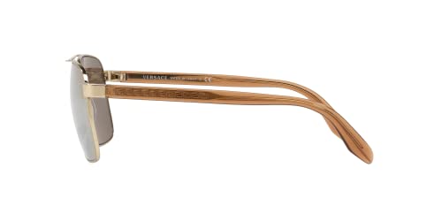 Image of Versace Man Sunglasses Pale Gold Frame, Light Grey Gradient Grey Lenses, 59MM