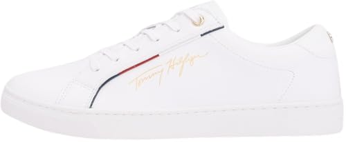 Tommy Hilfiger Mujer Sneaker Suela Cupsole Tommy Signature Zapatillas, Blanco (White), 39 EU