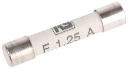 RS PRO �ǃq���[�Y 1.25A (���f�^) 6.3 x 32mm 500V ac 10�� 7696330