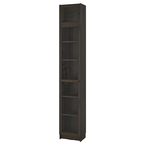 ProTuning BILLY/OXBERG - Estantería con puertas de cristal / unidad de extensión, efecto roble marrón oscuro, 40 x 30 x 237 cm