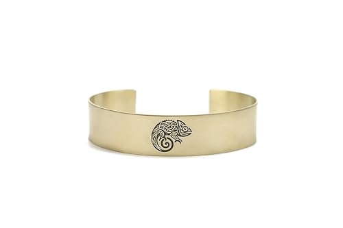 Manchette Lézard Tribal en acier gravé pour femme