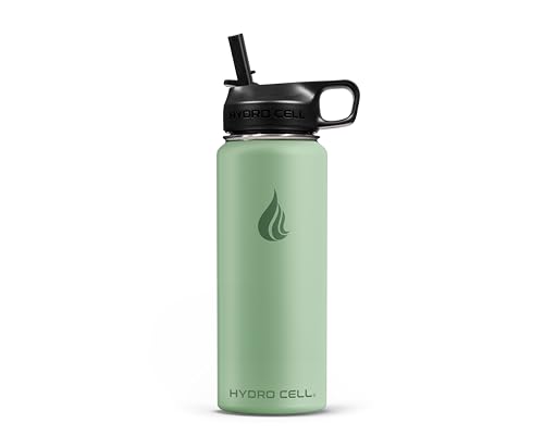 Image of HYDRO CELL Stainless Steel Insulated Water Bottle with Straw - For Cold & Hot Drinks - Metal Vacuum Flask with Screw Cap and Modern Leakproof Sport Thermos for Adults (Sage 18oz)