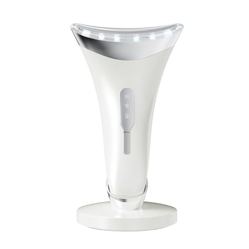 Massage visage Électrique avec Technologie EMS 3 en 1, Appareil Anti Rides Visage Chauffage à 45°C et Design Ergonomique - Soin Anti-âge pour le Cou, le Contour des Yeux et le Visage, Blanc