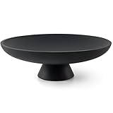 LIN CHUAN Large Decorative Bowl, Modern Resin Pedestal Bowl for Home Decor, Stylish Fruit Bowl for Kitchen Counter, Chic Key Holder for Entry Table, Matte Black
