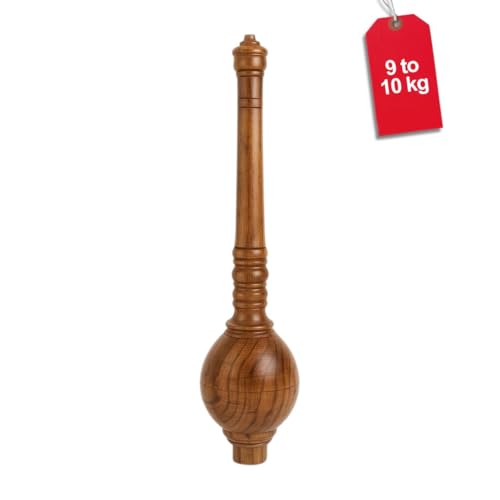 KD Willmax GADA Fitness BAR Indian Club Hanuman MACE Shoulder Equipment MEEL Karla KATAI Fitness Durable Wooden Equipment (9 to 10 KG)
