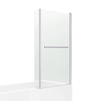 iBathUK Bath Screen Shower Screen for Bath Bathroom L Shape Bath Shower Glass Screen with Towel Rail - 805 x 1400mm