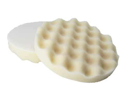 Pack of 2 White Foam Buffing Pad – Single Sided - Final Buff Polish Wax - Hook & Loop – 8” inch (203.2 mm)