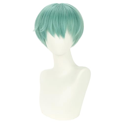 Boys Mint Green Wigs Straight Light Green Wig for Mens Cosplay Wig Daily Halloween Costume Synthetic Wigs