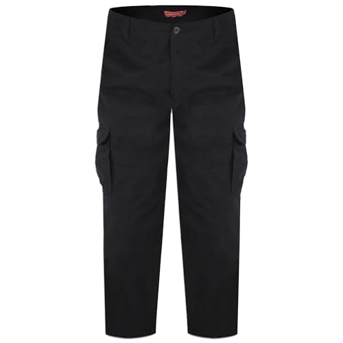 Pantalon cargo décontracté en coton noir D555 Robert en taille 44R