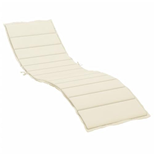 vidaXL Coussin de Chaise Longue, Coussin de Bain de Soleil, Coussins de Transat, Coussin pour Chaise de Jardin Patio Extérieur Arrière-Cour, Crème 200x50x3 cm Tissu Oxford