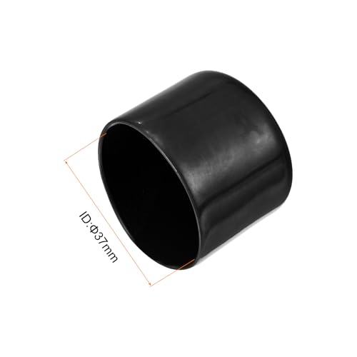 Image of uxcell 4pcs Rubber End Caps 1 7 /16 inch(37mm) ID Vinyl Round End Cap Cover Screw Thread Protectors Black, 30mm Height