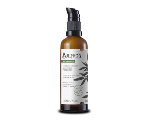 Bullfrog - Maschera Notturna Anti-Stress: Rigenera e Idrata Pelle e Barba Durante la Notte, Fragranza Canapa, Pompelmo e Legno di Cedro, 75 ml