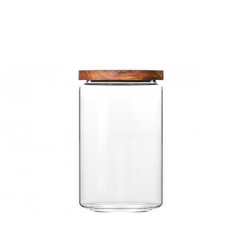 Viovian 24 oz Clear Glass Coffee Jar with Wood Lid