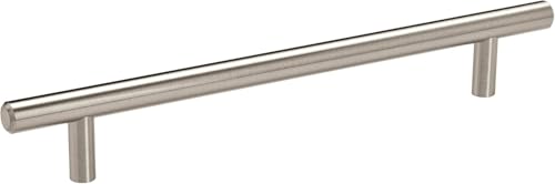 Image of Amerock 10 Pack 7 inch Bar Pulls Satin Nickel Drawer Pull | 7 inch (178mm) Center-to-Center Mounting Distance and 9-3 /8 inches Overall Length, Durable Zinc Cabinet Hardware