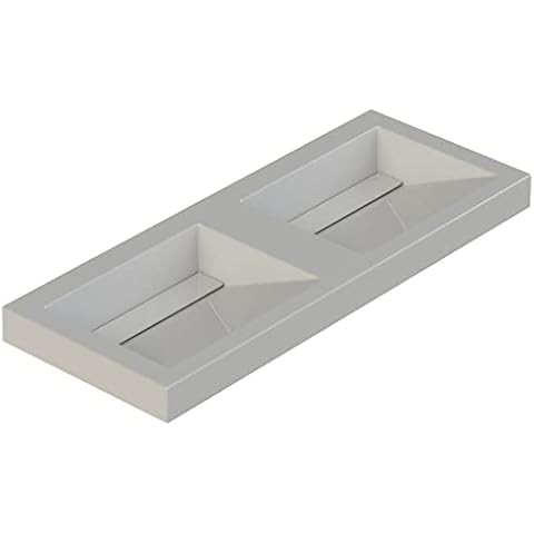 Liftbridge Kitchen & Bath 48 in. W x 19 in. D x 5 in. H Genova White Cultured Marble Top Sink with Dual Basins & optional faucet drill-out guides Cover