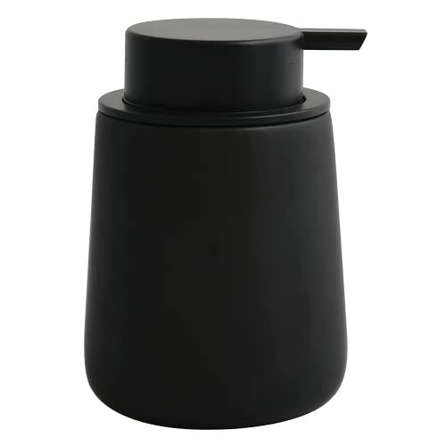 Kamanan Distributeur de Savon à Lotion Mat - Distributeur de Savon Liquide en céramique - Rechargeable - Distributeur de Savon Manuel - pour la Maison, la Salle de Bain 400 ML (Noir) Cover