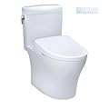 TOTO WASHLET+ Aquia IV Cube Two-Piece Elongated Dual Flush 1.28 and 0.9 GPF Toilet with S7 Contemporary Bidet Seat, Cotton White - MW4364726CEMFGN#01