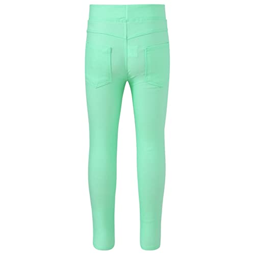 Kids Girls Elastic Waist Super Skinny Jeans Solid Color Slim Fit Casual Legging Pants Footless Trousers2