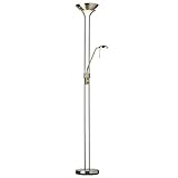 National Lighting Mother and Child Uplighter Floor Lamp with Reading Light - Antique Brass Finish Floor Lamps for Living Room R7s/G9 Bulbs (Not Included)