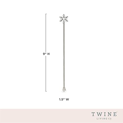Twine Holiday Stir, Christmas Snowflake Hostess Gifts And Cocktail Accessories Reusable Stainless Steel Swizzle Stick Set Of 4, Silver #TOP2