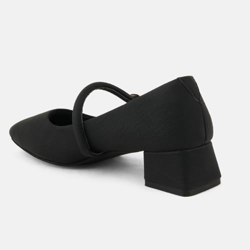 Image of DROP BOLD Khaki Square Toe Mary Jane Block Heel Show For Women & Girls