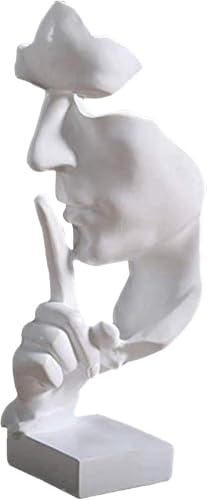 Escultura Abstracta Silencio es Oro de Resina Blanca Mediana