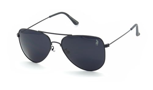 Óculos de Sol Aviador Unissex Polo London Club, Armação em Metal Stainless Stell (preto)