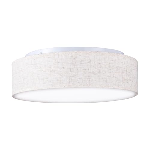 Zedelmaier Deckenlampe Stoff Rund 38cm E27x2 max.40W Deckenleuchte Stoffschirm Wohnzimmer Schlafzimmer Küche Flur Kinderzimmer Lampe Decke Lampenschirm (Leinen-beige, Ø38cm)