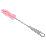 Healvian Cepillo para Biberones y Tazas de Silicona Mango Largo, Rosa, Cepillo de Limpieza Suave para Botellas y Cristalería, Utensilio de Cocina para Limpieza Profunda