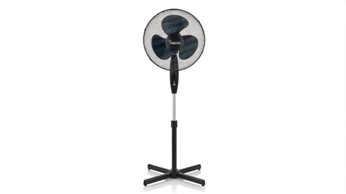 1ABOVE 16 Fan, Pedestal Stand High Performance 140cm Adjustable Height, 3 Speed Setting, Extra Wide Cross Base, Oscillating, Tilting Head (BLACK)