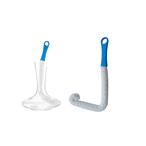 Wine Cleaning Brush Flexible Long Bottle Brush Cleaner for Wine Decanters, Goblets, Champagne, Cups, Glasses, Multi-Function Household Cleaning Tools (Blue)