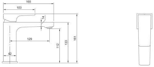 Villeroy & Boch Architectura Square Waschtischarmatur, Wasserhahn Bad mit Zugstange und Keramikkartusche, Waschbeckenarmatur wassersparend, Auslauf Höhe 113mm, eckig, Brushed Gold