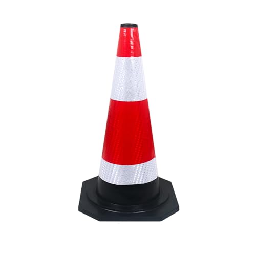 Coni di parcheggio in gomma for il traffico con collare riflettente Coni stradali di sicurezza rossi multiuso durevoli for l'uso in corsie di guida, corsie di costruzione (Size : 35x35x70cm)