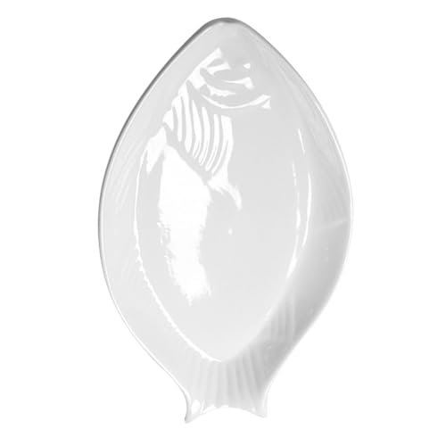TOGEVAL Keramik Fisch Servierplatte Oval Weiß Vielseitiger Porzellan...
