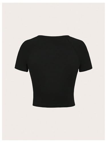Image of SOLY HUX Girl's Number Graphic Jersey Crop Top Short Sleeve T-Shirts Tight Fitted Graphic Tees
