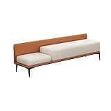 Banco de pie de cama con almacenamiento otomano de cuero para entrada, taburete para dormitorio o sala de estar (naranja, 120 x 40 x 52 cm)