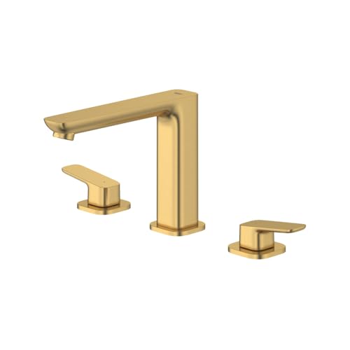 Image of GROHE Cubeo 3-Hole 2-Handle Deck Mount Roman Tub Faucet, Brushed Gold
