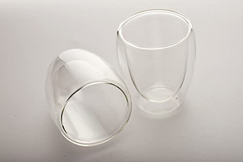 Image of Double Wall Thermal Insulated Mug for Drinking Tea,Coffee,Espresso,Juice,Wine,Latte, Cappuccino Stackable Glass Cup 350 ML Each. (01A Pack of 2)