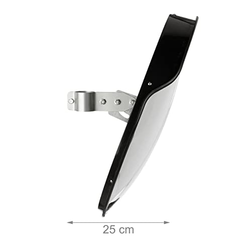 Relaxdays Verkehrsspiegel 45 cm, professionell, wetterfest, unzerbrechlich, Innen & Außen, inklusive Halterung, schwarz