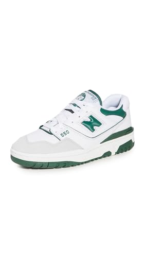 New Balance Men's BB550 Sneaker, White/Team Forest Green, 9 Medium US