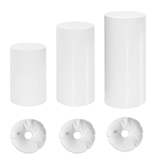 ROOLLYA Thickened PVC Cylinder Pedestal Stands 3Pcs with Free Weighted Water Bag - White Round Pedestal Stand for Wedding, Birthday, Babyshower Decoration 35.4''(L),29.5''(M),23.6''(S) by ROOLLYA - Image 8