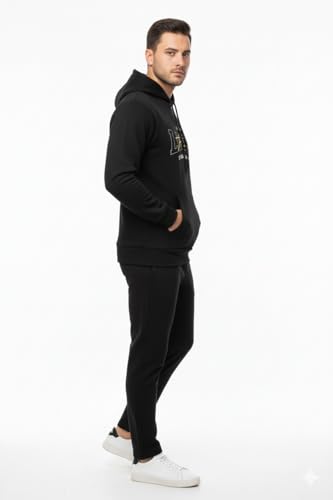 Image of Amazon Brand - INKAST Men Hooded Sweatshirt with Minimal Print | Casual wear | Stylish Winter Hoodie with Drawstrings | Kangaroo Pockets | Pullover