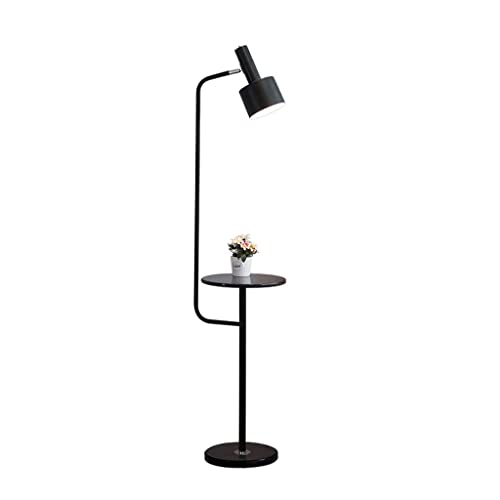 Lampadaire pour salon et lecture avec tablette en marbre noir