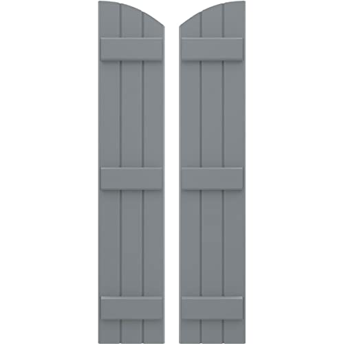 Ekena Millwork ARW401BE311X39CHH Americraft Three 3 Exterior Real Wood Joined Board-n-Batten Shutters w/Elliptical Top (Per Pair), 10 1/2"W x 39"H, Ocean Swell