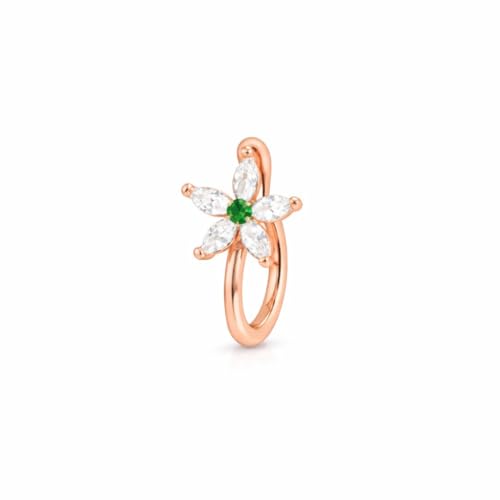 Image of Nilu's Collection Rose Gold American Diamond Non Piercing Nose Pin for Women | Elegant Flower Nose Stud | Minimal Clip-On Nose pin | Anti-Allergy | Anti-Tarnish | Office Wear | Daily Wear | office Wear | Non Piercing